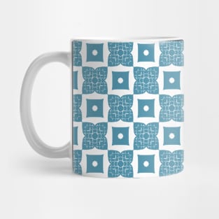 Blue floral and rectangle pattern Mug